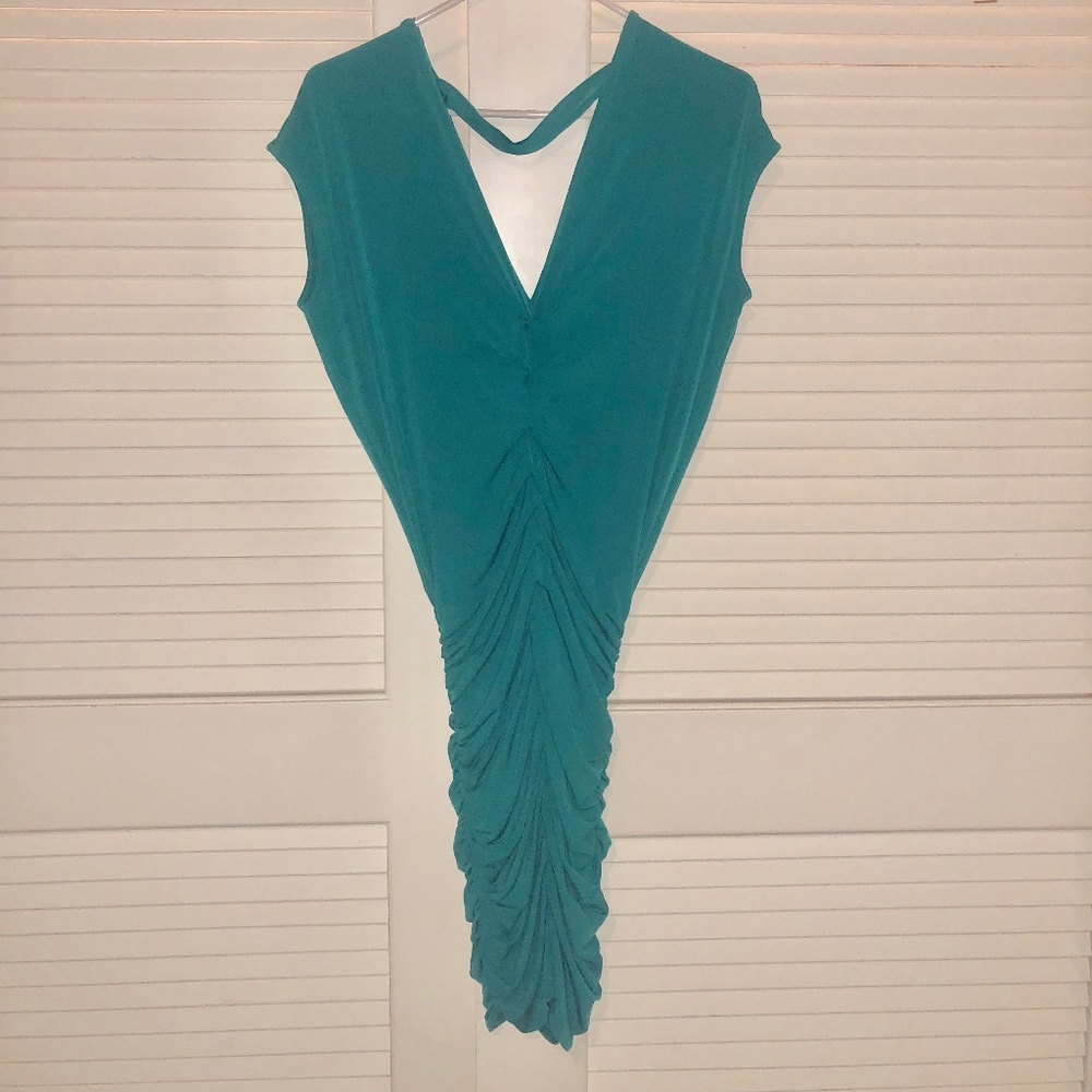 Rouched Cocktail Dress Emerald Green